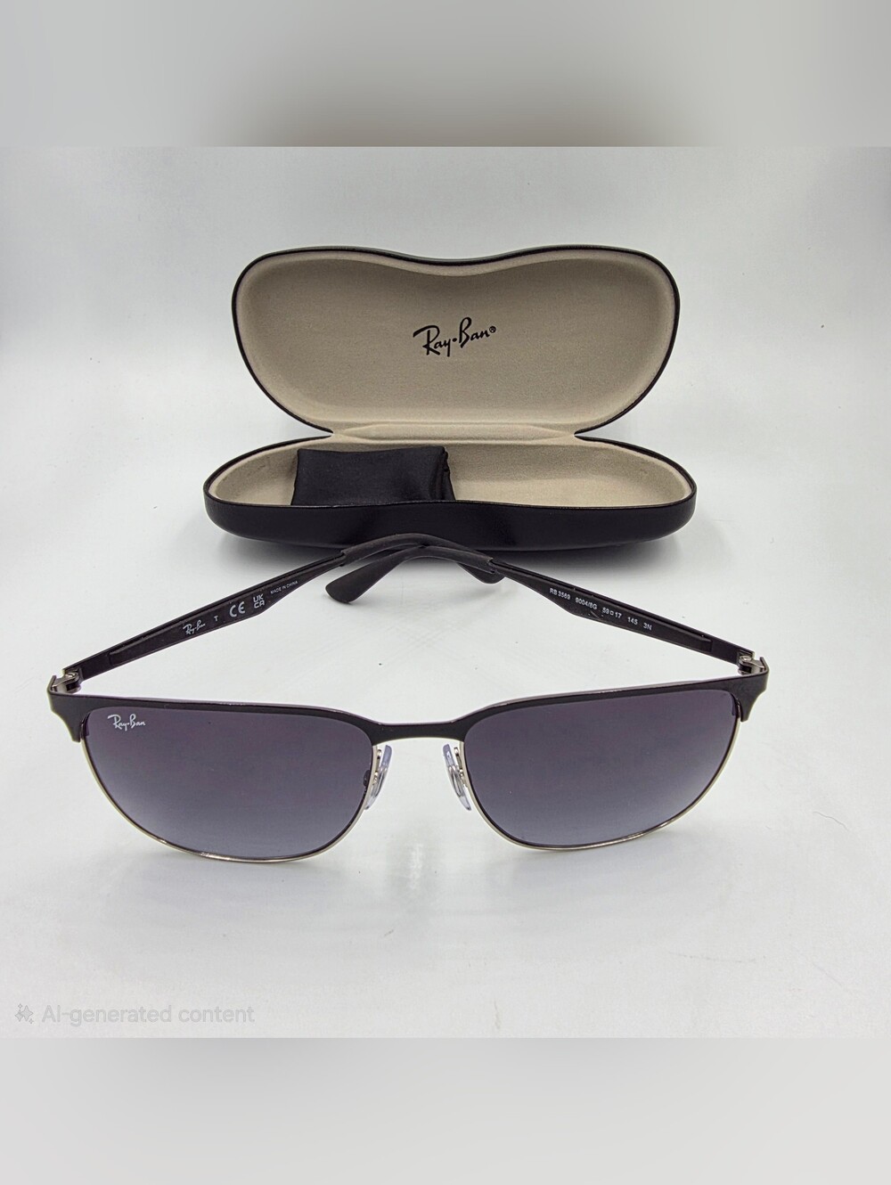 Ray-Ban RB3569 9004/8G Black on Silver Square Sunglasses Grey Gradient Lenses